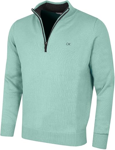 Calvin Klein Mens 1/2 Zip CK Golf Sweater Sage L
