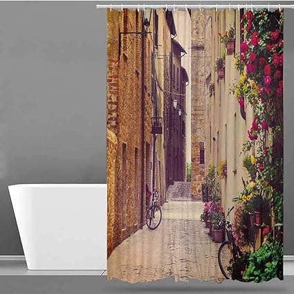Onecute Hotel Style Shower Curtain Cityscape Street In Pienza