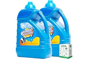OMNISAFE 2 Bottles Concentrated Bubble Refill Solution 64 Oz/1.89 L, with Easy Pour Funnel and 7-Hole Wand, Bubble Blower Refill Fluid for Bubble Machine, Bubble Wands Toys