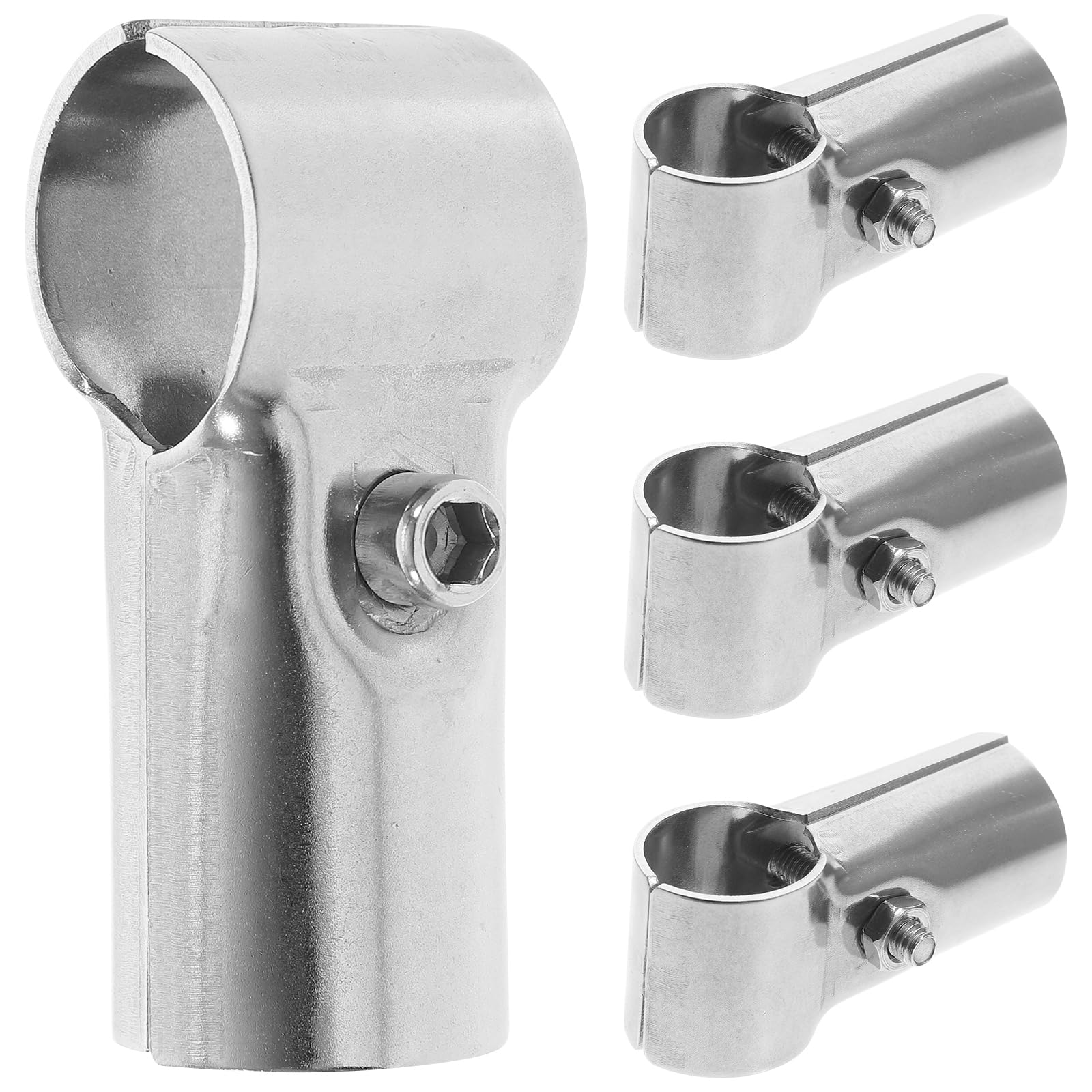 Housoutil Pipe Clamp – Pack of 4 Fence Clamps Made of Stainless Steel 25 mm Pipe Connector & T Pipe Clamp Stainless Steel Pipe Holder for Wire Mesh Fence End Clamps Panel with