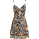 Milumia Women's Paisley Print Cami Short Dress Boho Mesh Mini Sun Dresses