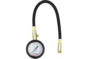Accu-gage by Milton Dial Tire Pressure Gauge with Straight Air Chuck and 11 in. Braided Hose - ANSI Certified for Motorcycle/Car/Truck Tires (0-100 PSI)