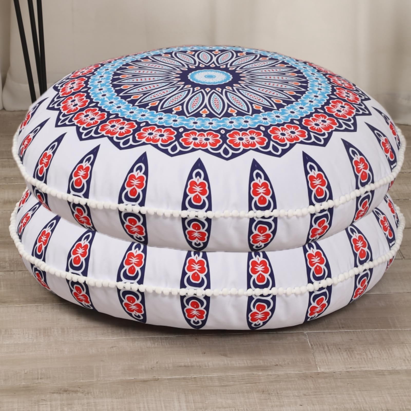 Photo 1 of LOVMOC 32 inches Meditation Floor Cushion for Adults, 2 Pack Round Large Thick Floor Pillow, Memory Foam Filling, Floral