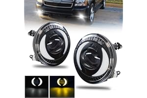 BOXLIGHT LED 2 colors DRL Fog Lights Compatible with 2007-2014 Chevy Suburban Tahoe, 07-13 Avalanche, 10-13 Camaro, 15-16 Colorado, 15 Silverado, 07-16 GMC Yukon XL Sierra
