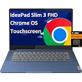 Lenovo IdeaPad Slim 3 14" Chromebook Laptop (14" FHD Touchscreen, 8-Core MediaTek Kompanio 520, 4GB RAM, 128GB(64GB eMMC+64GB SD)), Webcam, 13.5-Hrs Long-Battery Life, IST Card, Chrome OS, Abyss Blue