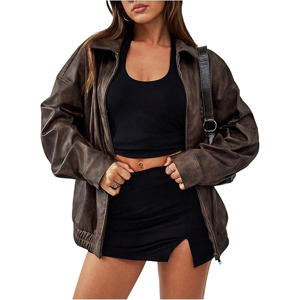 Amazon.com: Women's Y2K Grunge Leather Jacket Vintage Cyber Punk