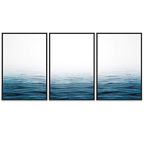 SIGNWIN 3 Piece Framed Canvas Wall Art Seascape...