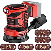 5-Inch Random Orbital Sander, Cordless Sanding Machine Compatible with Milwaukee 18V Battery(NO Battery), Brushless Electric Sander with Dust Collector, 6 Variable Speed for Woodworking, Furniture