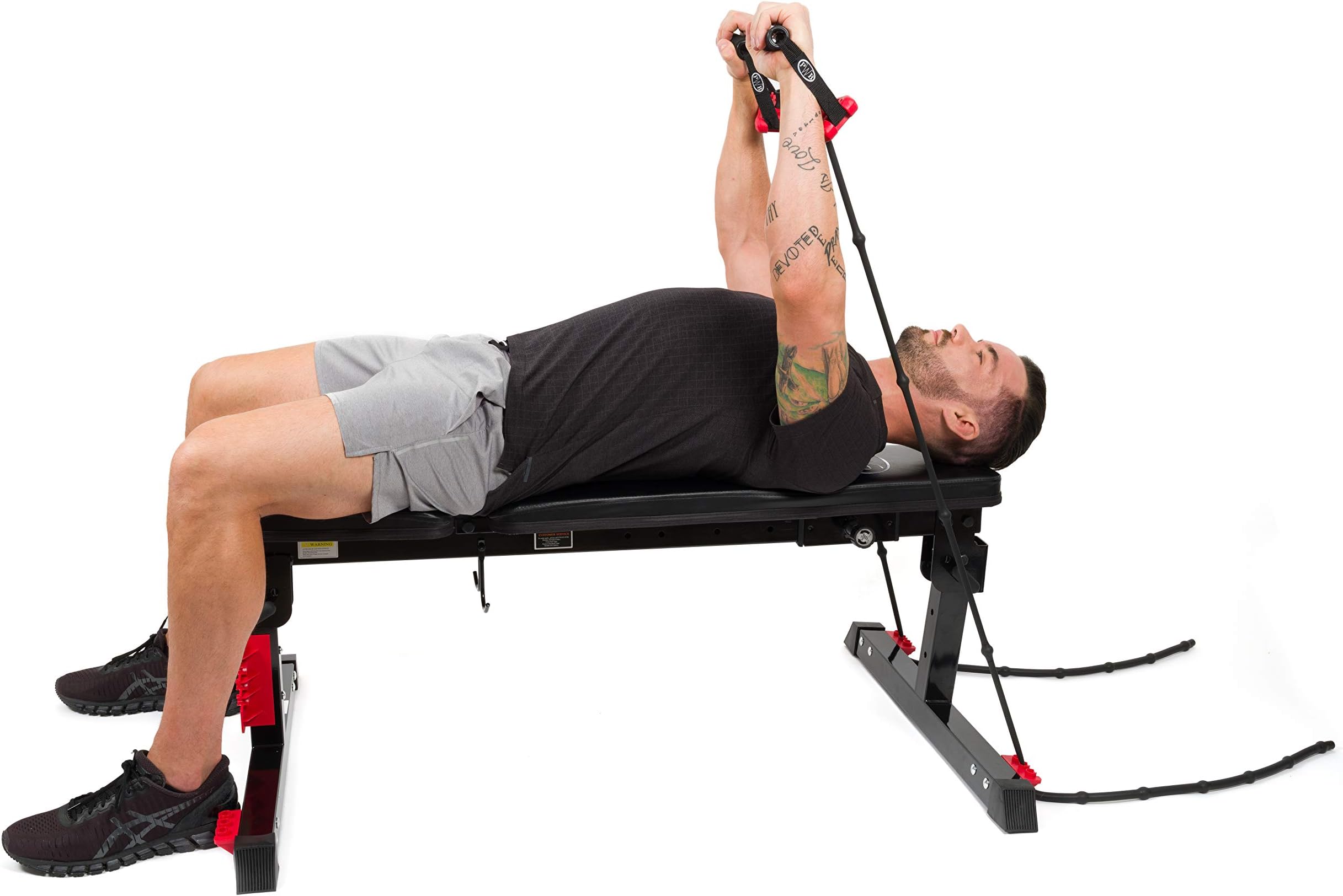 PWB Adjustable Workout Bench, Customized for Resistance Bands, No Weights Required, 2 Resistance Bands Included-Limited Supply