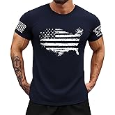 KESIHAN Mens American Patriotic T Shirts Freedom Shirt Men's Patriotic Graphic T-Shirt Crewneck Casual Top