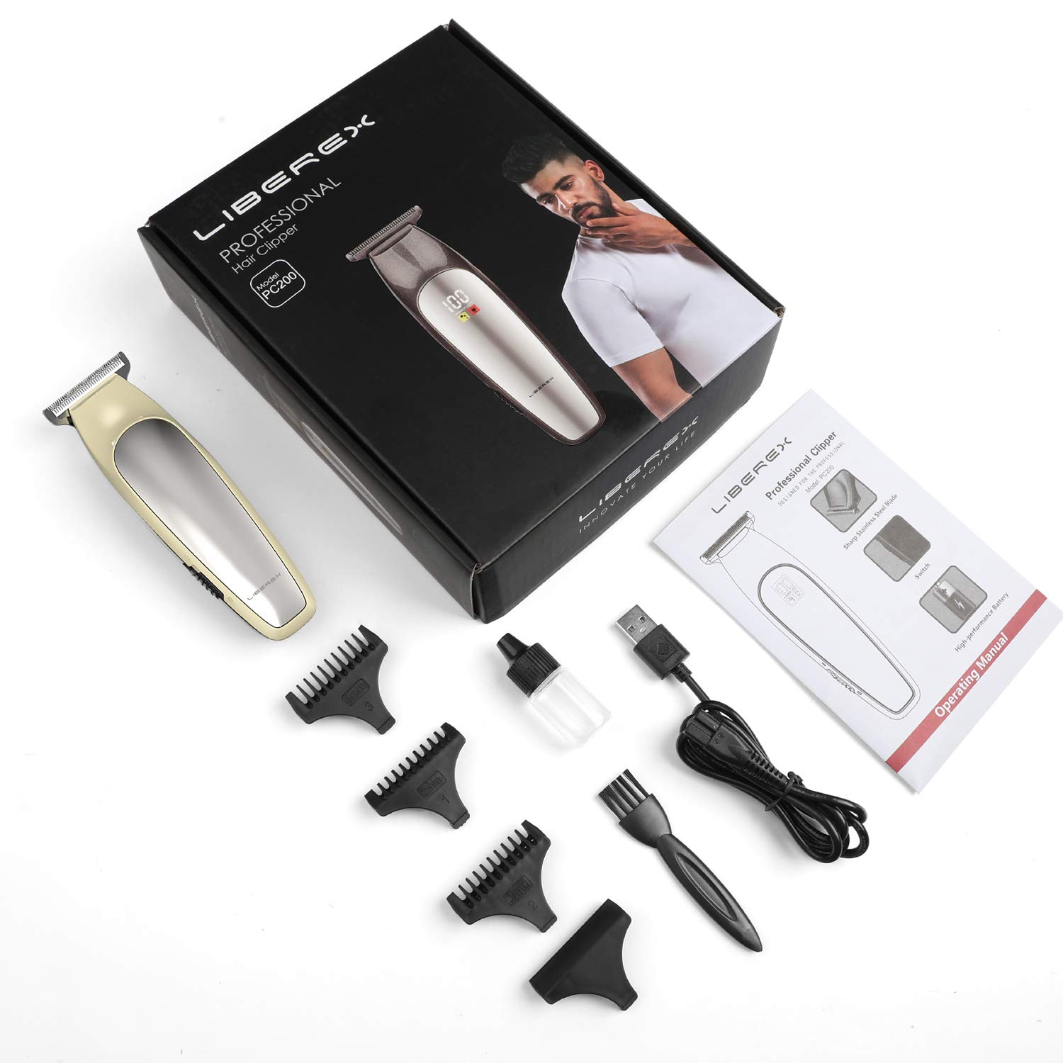 Cordless Hair Clipper Liberex Professional Electric Fade Hair Trimmers Set Detailer Close