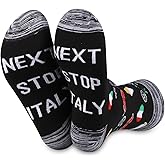 JXGZSO Italy Symbols Gift Next Stop Italy Socks Italy Lover Gift Italy Trip Gift Europe Travel Gift World Traveler Socks