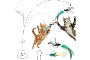 CATPICK Interactive Cat Toys for Indoor Cats - Automatic Flying Bird Feather Toy, USB Rechargeable Electric Cat Teaser with Strong Suction Base, Smart Motion Activated Self-Play Enrichment Toy for Bored Cats