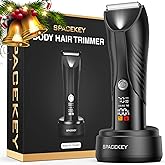 Spacekey Electric Body Hair Trimmer - IPX7 Waterproof Ball Trimmer for Men with LED Light, Wet/Dry Groomer, USB-C Rechargeable, Travel Bag Included - Men's Pubic, Groin and Body Shave