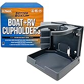 Boat Cup Holder, Set of 4 Folding Drink Holders, Wall Mountable for Boat, RV, and Motorhome, Marine Grade, Gray Color