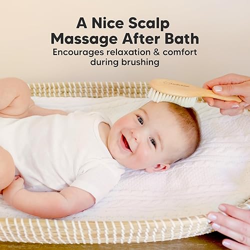 Wooden Baby Hair Brush Cradle Cap Baby Brush with Soft Goat