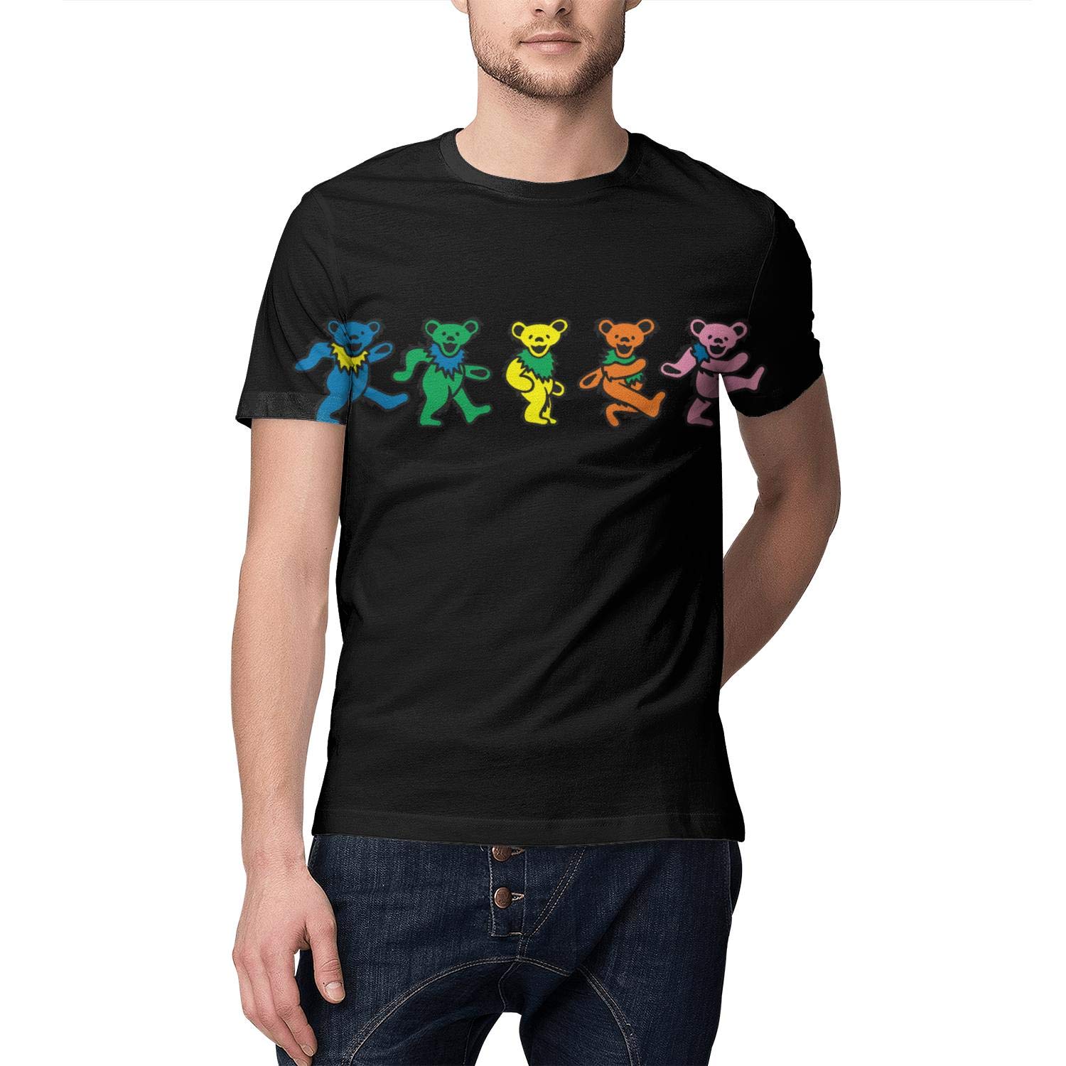 S Grateful-dead-dancing-bear-rainbow- 3d Printed O-neck Short Sleeve T Shirt