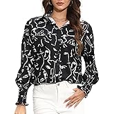 Mincib Women's Floral Print Blouse Long Sleeve Button Down Shirts Casual Dressy Blouse Shirts Tops