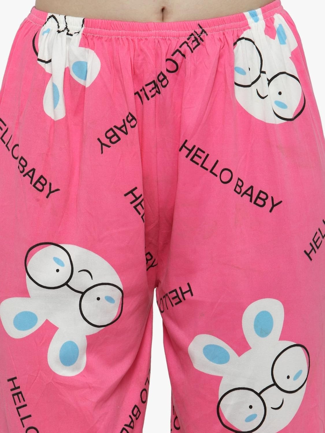 n-gal women pink white printed nightwear pajama loungewear set - nayn43-pink