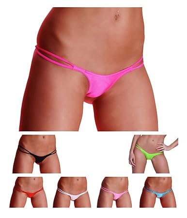 7er Set Mini Stringtanga Doppelschnur in 7 Farben, Mehrfarbig, 36/38