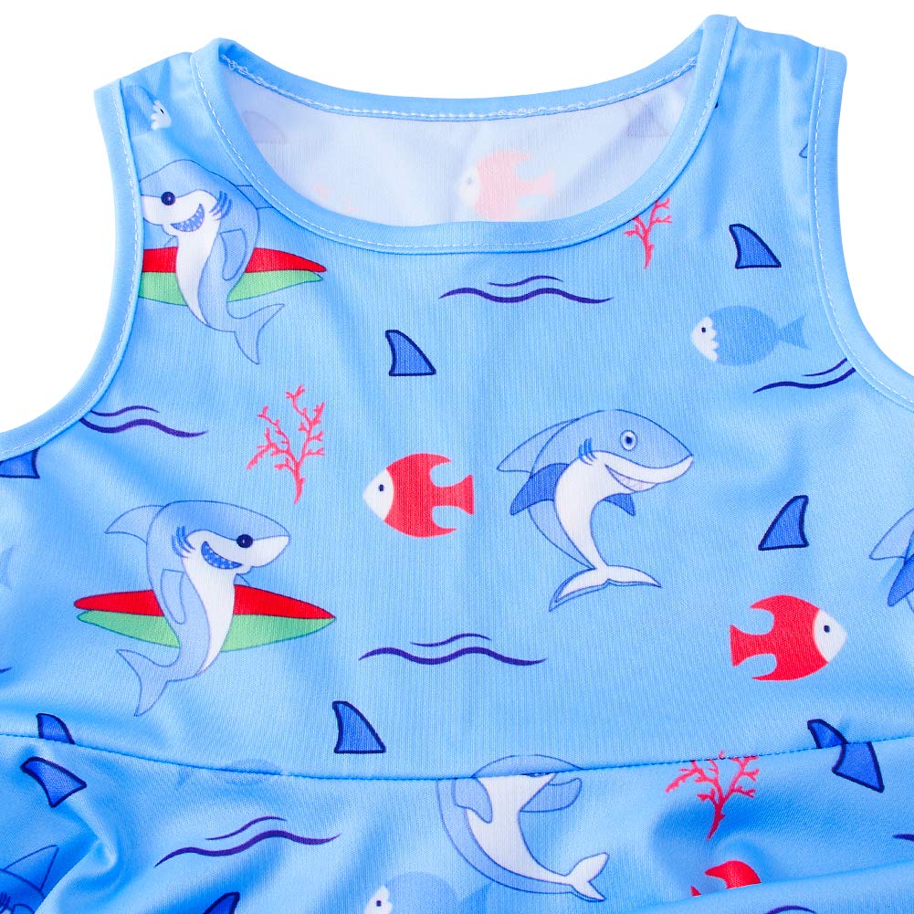 TUONROAD Girls Twirling Dress Big Skirt Knee-Length Vogue Dance Sundress Fish Shark Coral for Spring Summer Autumn Juniors Dresses 6T 7T(Shark,M)