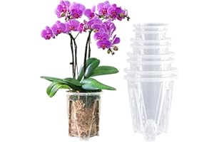 pavtner Orchid Pots 8 Pack - 2 Each of 3.9, 4.7, 5.5 and 6.3 Inch, Clear Orchid Pots with Holes for Repotting, Orchids Planter