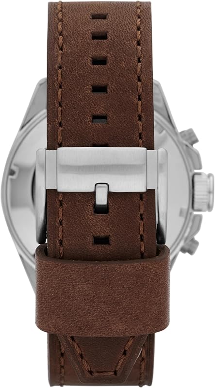 Orologio Decker Uomo, movimento cronografo al quarzo, cassa in acciaio inossidabile da 44 mm con cinturino in pelle, CH2885, Marrone