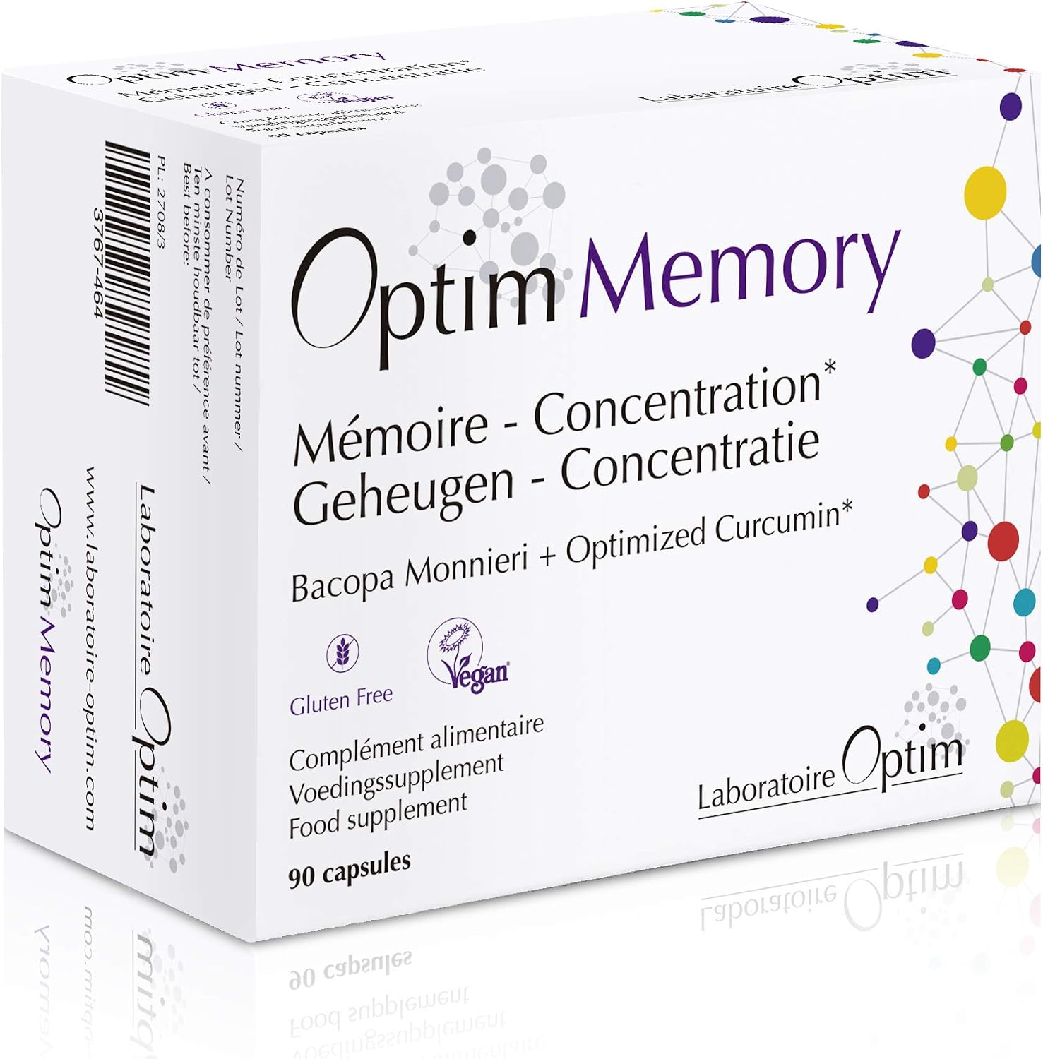 OPTIM Memory, Bacopa Monnieri Brahmi & Longvida Curcumin Capsules for Brain & Focus Support for Adults & Students