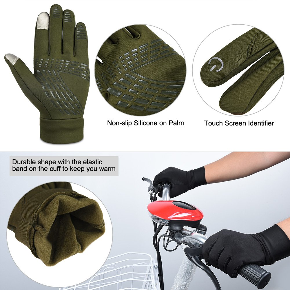 Vbiger Outdoor Touchscreen Handschuhe fahren Radfahren warm Freizeit Sport Silikon rutschfeste Handschuhe, Grün, L