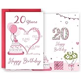 xiangqiankan 20th Birthday Card,Happy 20th Birthday Decorations for Girls, Funny 20th Birthday Gifts for Daughter Niece,20 Year Old Birthday Card for Best Friends,Double-Sided