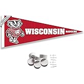 College Flags & Banners Co. Wisconsin Badgers Bucky Mascot Pennant Flag and Wall Tack Mount Pads