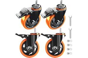 WOZESEIK 4 Inch Stem Caster Wheels Heavy Duty with Dual Locking 2000Lbs, Threaded Stem Casters 1/2" -13 x 1, Swivel Industrial Casters Set of 4, Wheels for Cart and Furniture