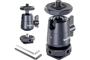 SmallRig Mini Ball Head (2 Pack) with 1/4" Screw and Removable Shoe Mount, 360 Degree Rotatable Aluminum Tripod Head for Came