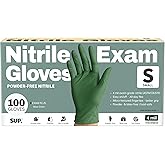 SUP Disposable Nitrile Gloves, Powder-Free Latex-Free Food Safe Cooking Home Cleaning Non-Sterile Glove, Moss Green, 100 Ct