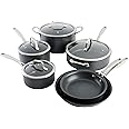 Kenmore Pro Arbor Heights 7-Layer Hard Anodized Induction Nonstick Platinum Forged Aluminum Cookware Set, 10-Piece, Black