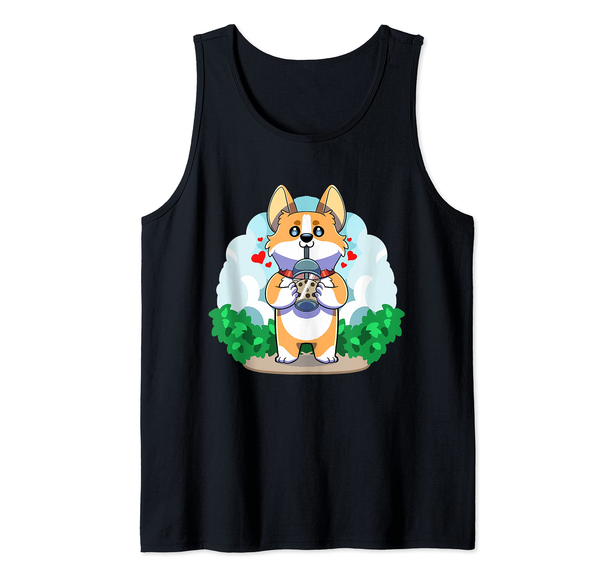 Corgi Boba Bubble Tea Pembroke Welsh Dog Kawaii Puppy Anime Tank Top