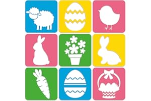 WIOOFFEN 27pcs Easter Drawing Stencils for Kids 8 Inches Reusable Large Chalk Stencils Washable Happy Easter Templates Decorations for Painting on Wood Sidewalk Window Walls Fabrics