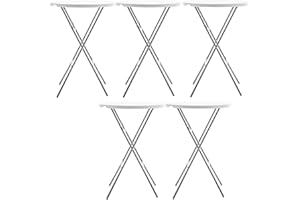 BTEXPERT Set of 5, White 2.63' Round Bar Height Folding Table 330lb Weight Capacity Commercial Indoor Outdoor Portable Banquet Patio Backyard Dining Wedding Party Events Home Thick Top Metal Frame