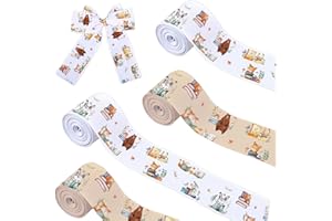 4 Rolls 20 Yards Storybook Baby Shower Decorations Ribbon Woodland Animal Ribbons for Crafts Gifts Wrapping Reading Book Gros