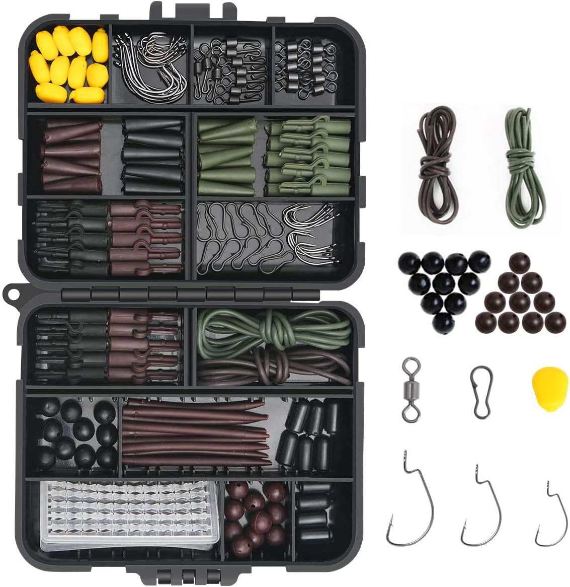 Vicloon 272 Pcs Carp Fishing Tackle Box, Fishing Accessories Kit Including Hooks, Safety Clips, Beads, Boilie Stops, Corn
