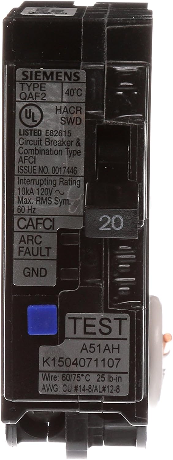 Siemens QA120AFCP 20-Amp Single Pole 120-volt Plug-On Combination AFCI Breaker - - 