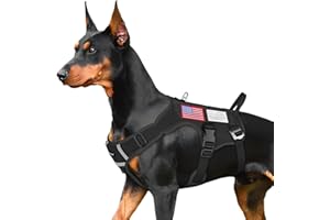 FAYOGOO Tactical Dog Harness for Large Dogs - Mesh Breathable Dog Harness Escape Proof with Handle - No Pull Military Service Dog Vest with Removable Patches for Walking,Training,Hiking