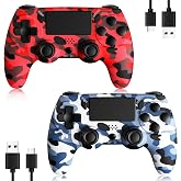 2 Pack for PS4 Controller,Wireless Controller for PS4/Pro/Slim/PC | 2 Pack Controller Set,Compatible with PS4 / PS4 Pro / PS4 Slim / PC,Non-Slip Grip,with Motion Sensing/Touchpad/Speaker/3.5mm