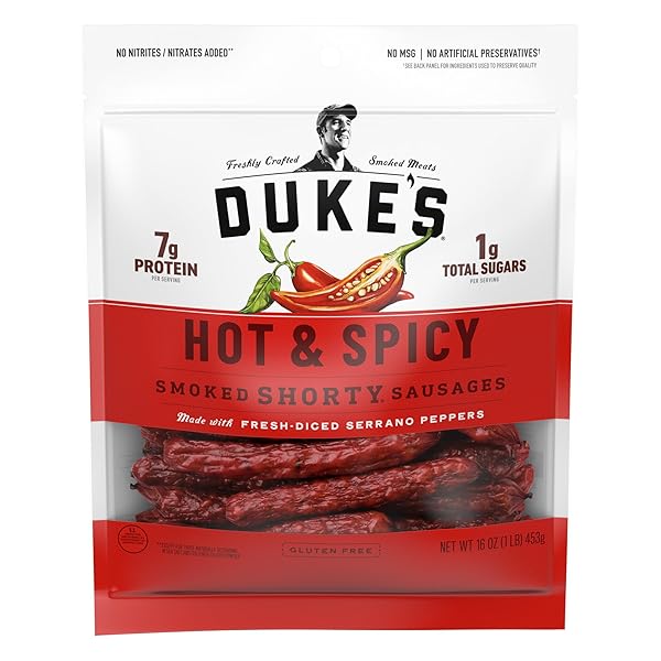 DUKE’S PORK HOT & SPICY SMOKED SHORTY SAUSAGES,...