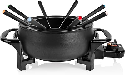 Fondue eléctrica, 1,5 L, 1000 W, para 8 Personas, 8 Tenedores