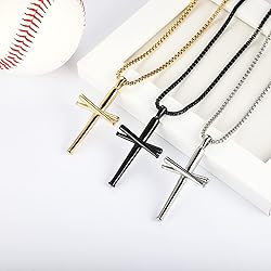 HattiDoris Baseball Corss Necklace for Men