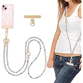 FUAHXYES Crystal Phone Strap Crossbody Rhinestone Anti Theft Layered Strap Crossbody Gold Metal Buckles Cell Phone Neck for Women (Colour)