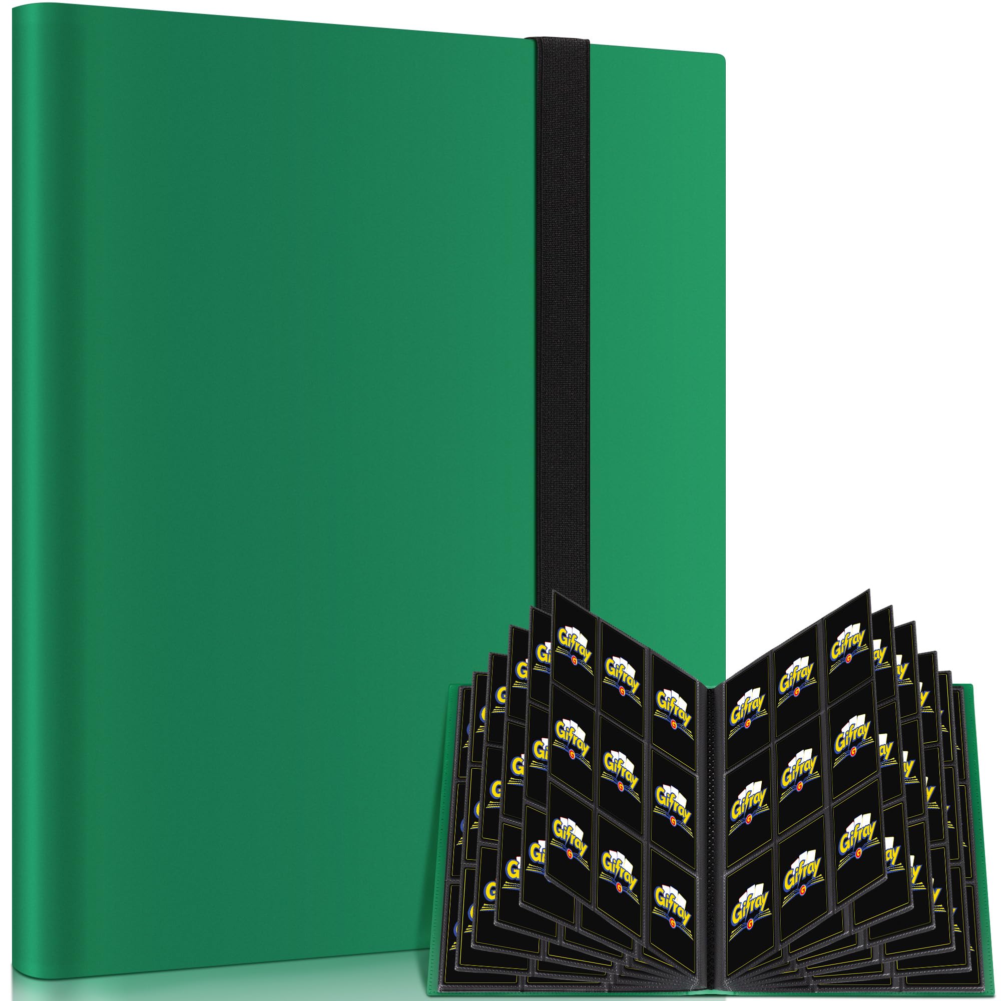Gifray 9-Pocket Side-Loading Trading Card Binder – Green – Holds 540 Cards, Album for Trading Card Games, Sports & Gaming, Birthday Gift
