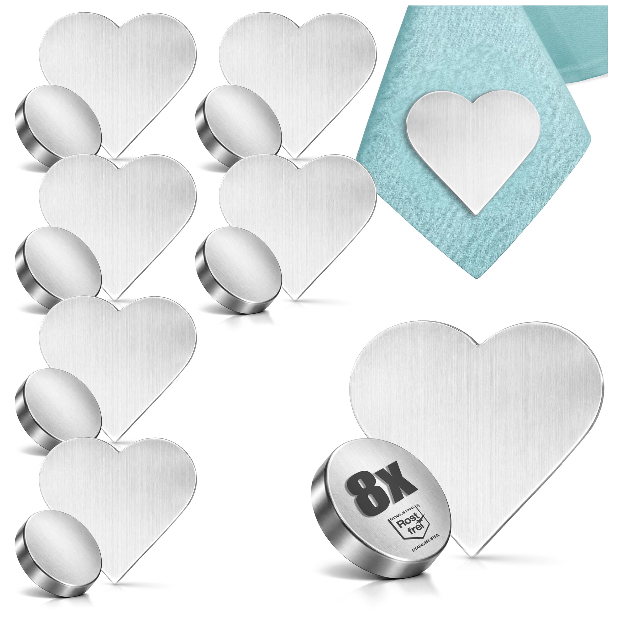 com-four® 8x tablecloth weights - tablecloth weights made of stainless steel - magnetic tablecloth clip - approx. 45g