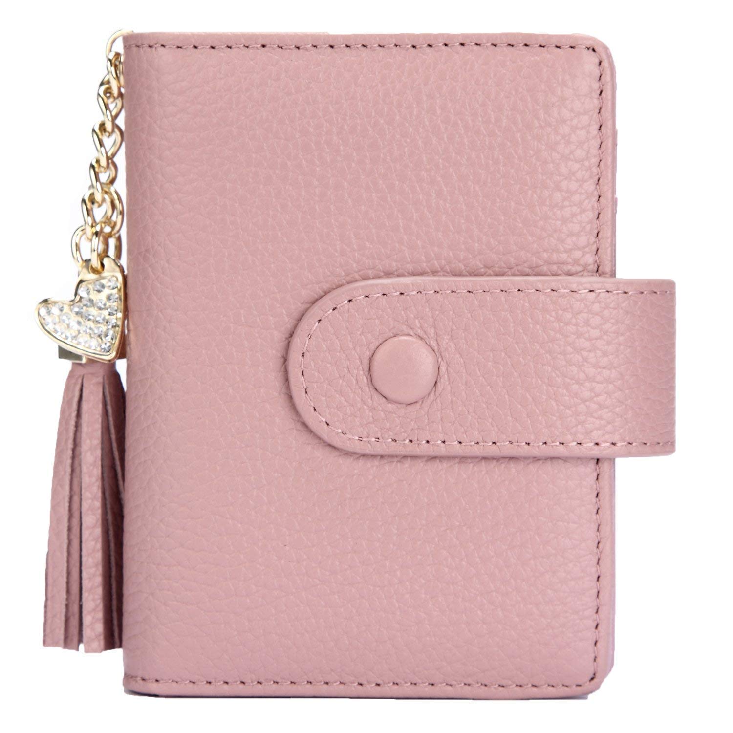 Credit Card Holders Women Ladies Leather Credit Card Wallets Business Credit Card Holder Card Case for Women (Pink)